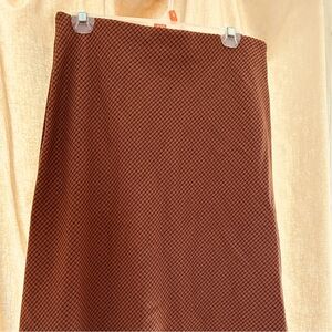 Brown check print a-line skirt